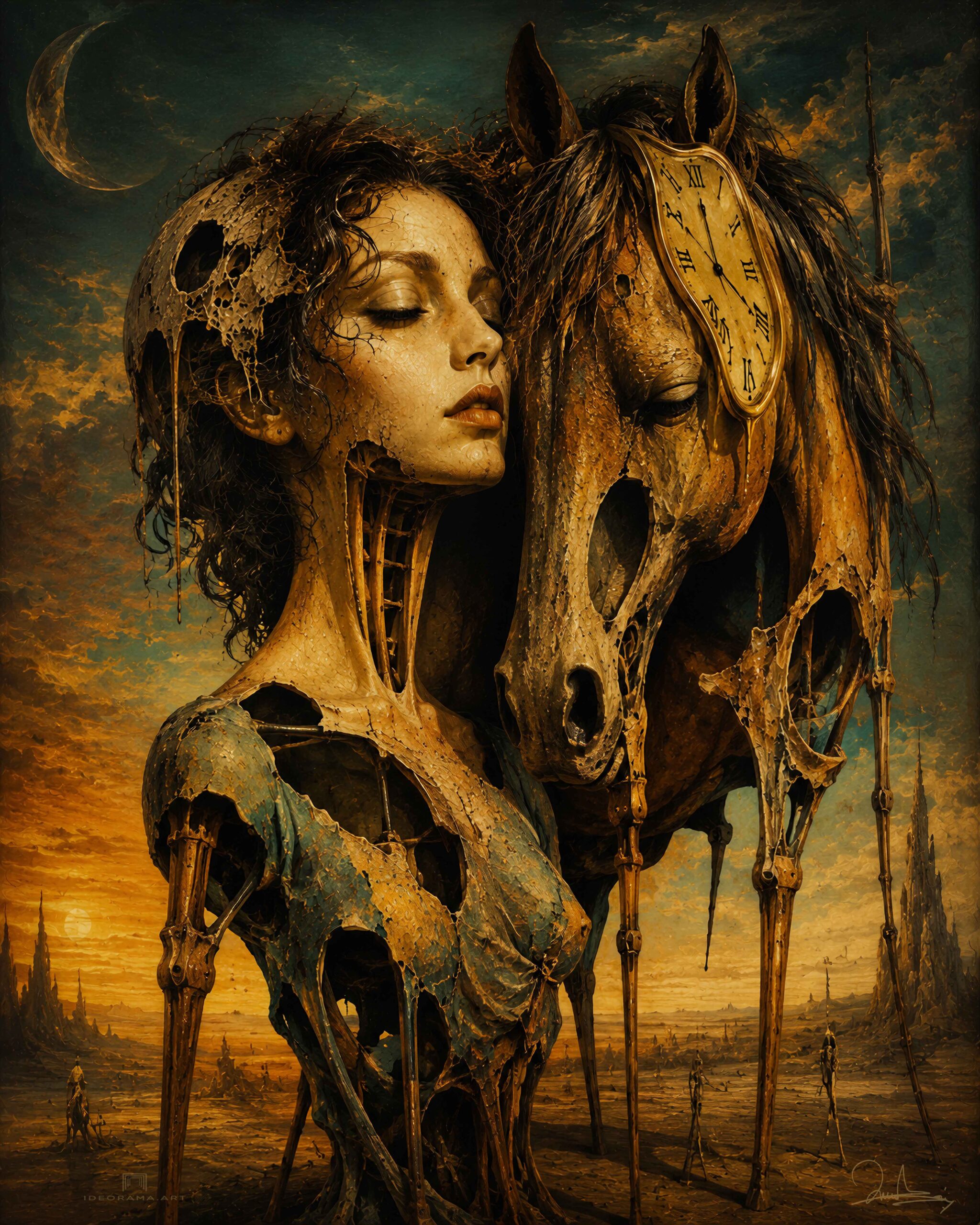 Woman and Horse in Oblivion: Liquid Path of Time